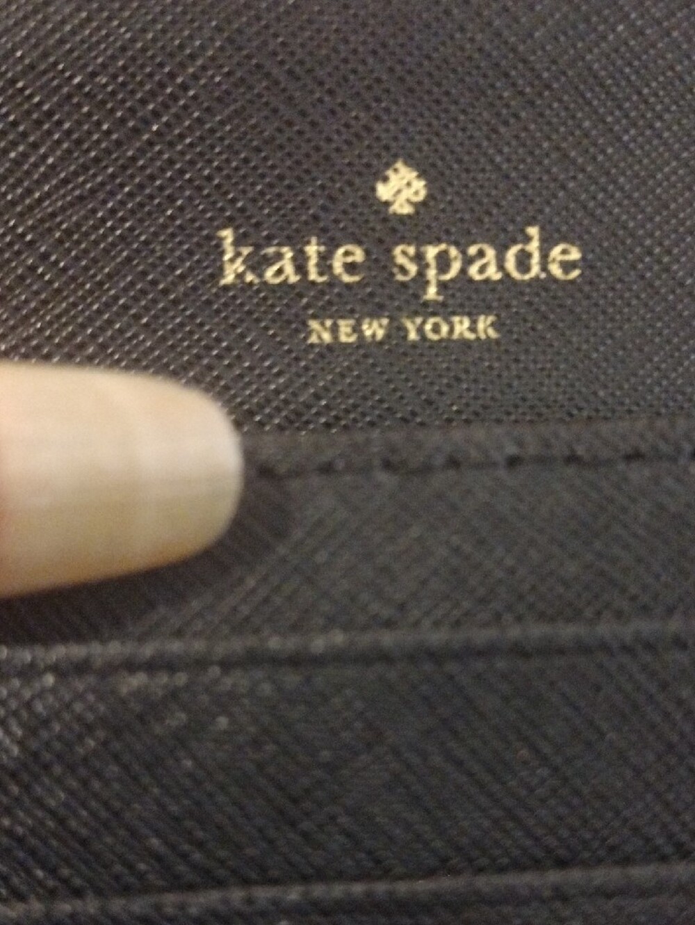 kate spade black key/card holder with gold hardware